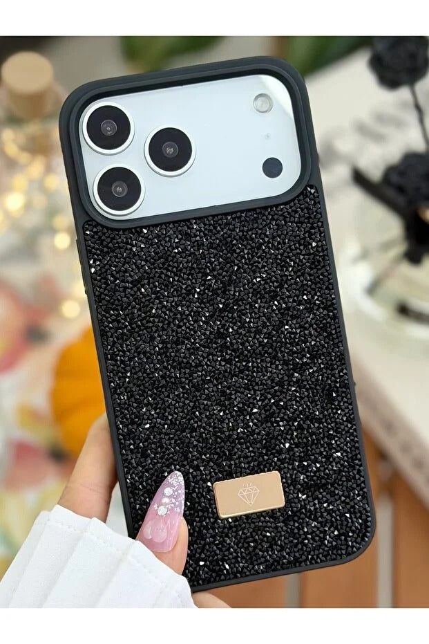 Parıltılı Full Taşlı Silikon Telefon Kılıfı Siyah