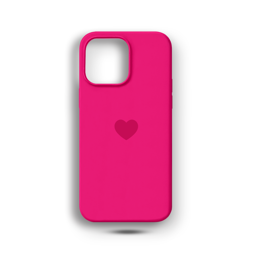 Koyu Pembe Kalp Logulu Lansman Kılıf