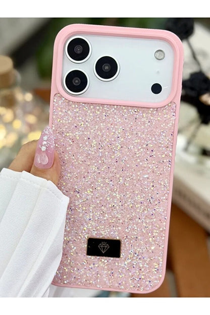 Parıltılı Full Taşlı Silikon Telefon Kılıfı Pembe