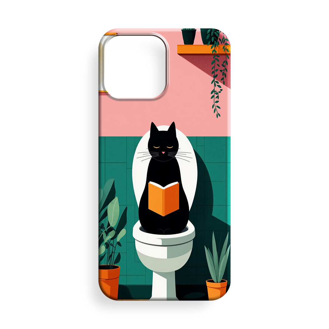 Tuvalette Keyif Yapan Kedi Premium Telefon Kılıfı - 641