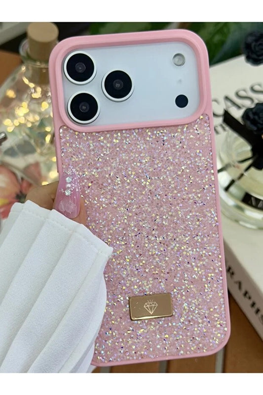Parıltılı Full Taşlı Silikon Telefon Kılıfı Pembe