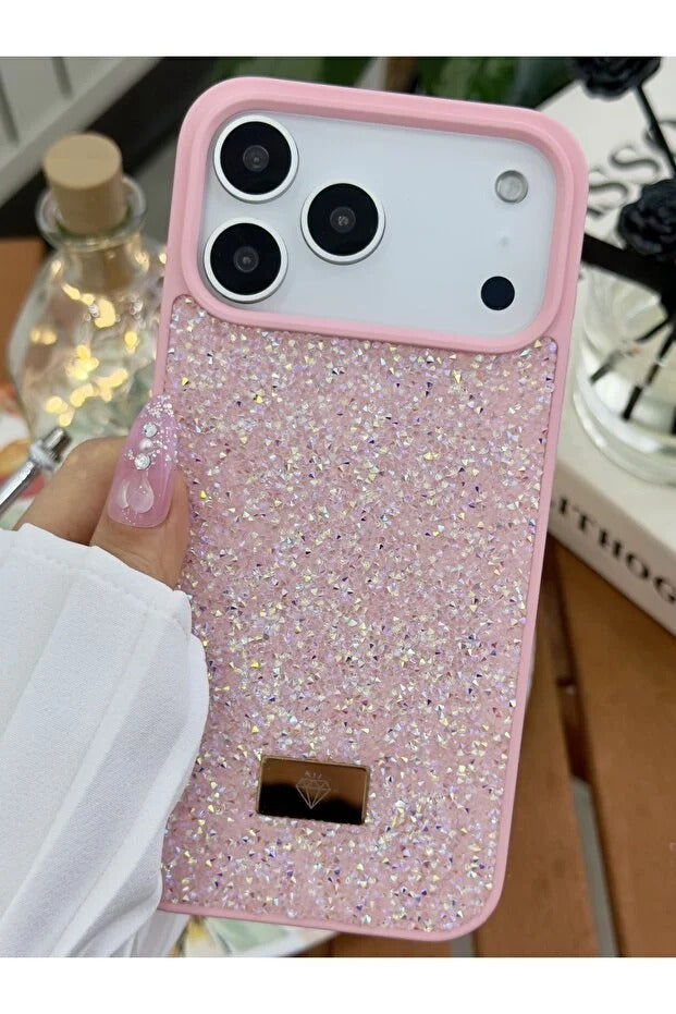 Parıltılı Full Taşlı Silikon Telefon Kılıfı Pembe